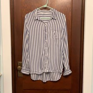 Beach Lounge Blue/White Stripe Button Down